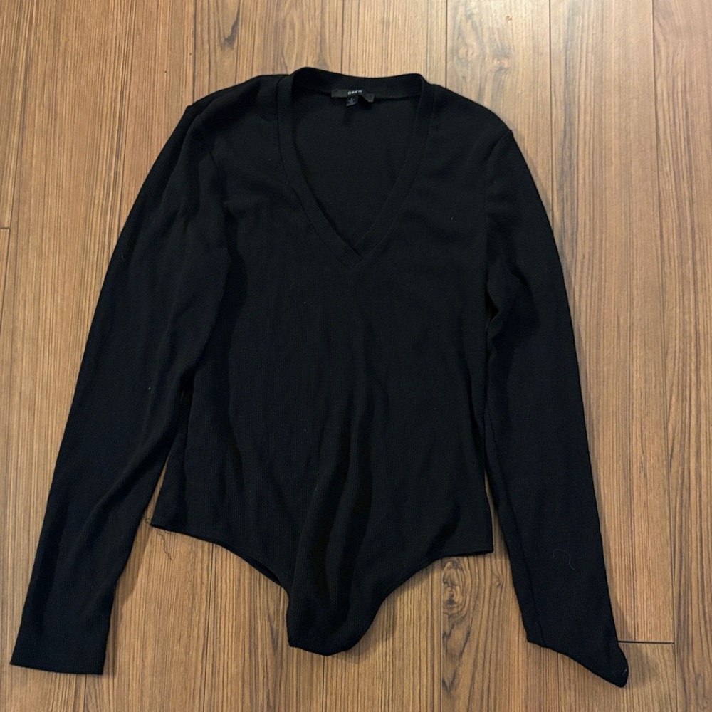 DREW Black V-Neck Bodysuit
